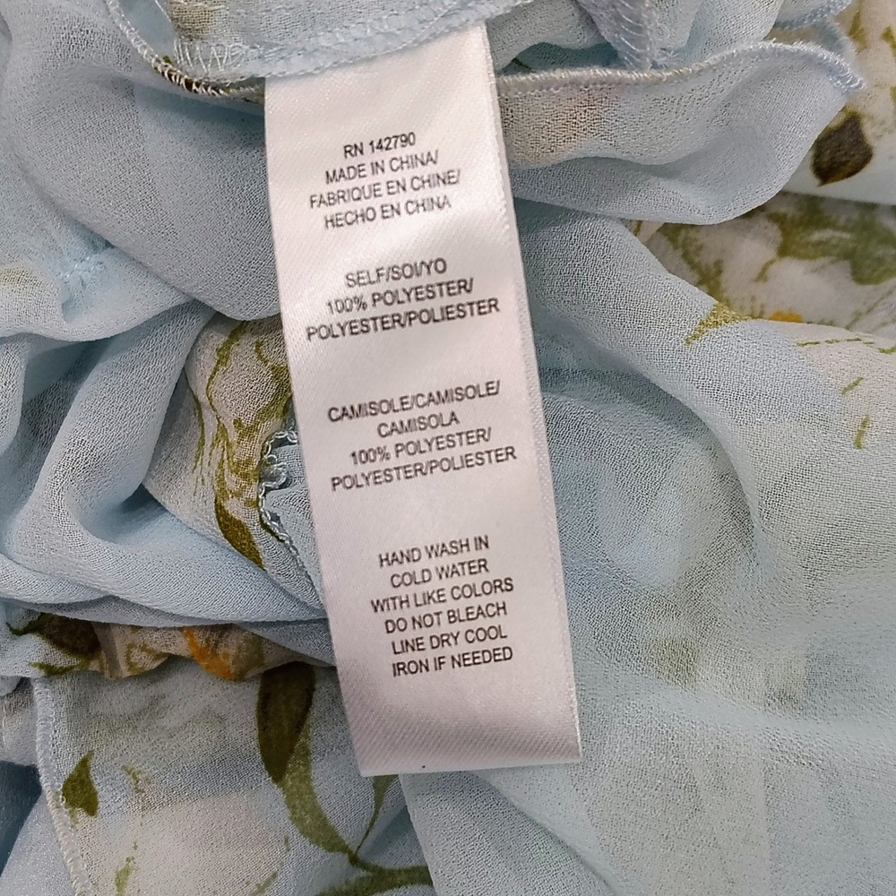 Maxsport Floral Dress Womens XL Blue Ruffle Tiered Chiffon Flutter Coquette - Picture 4 of 7